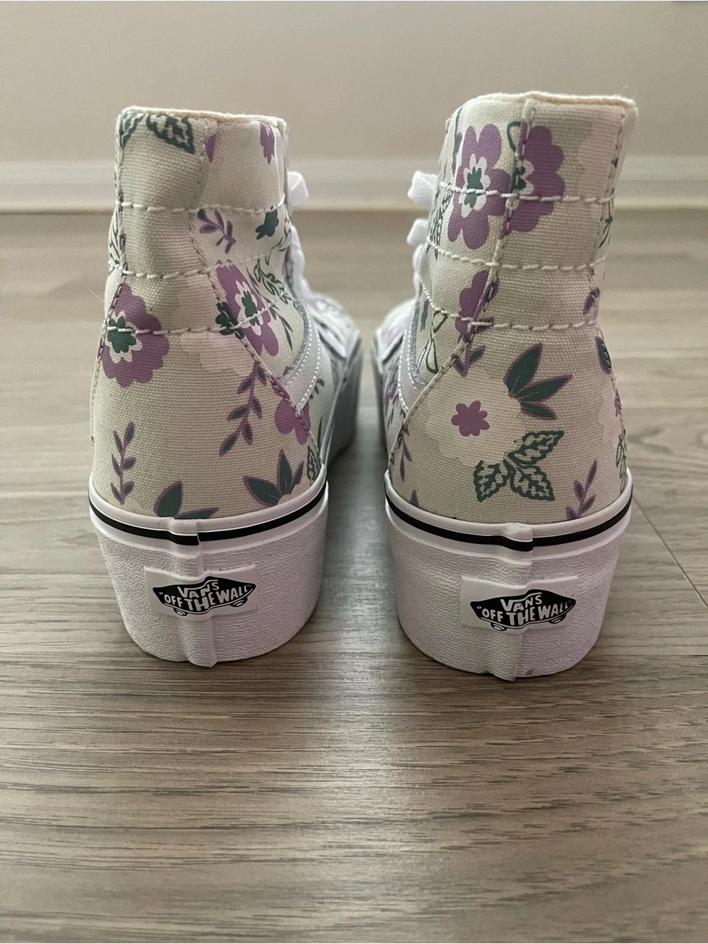 Vans Sk8-Hi Tapered Stackform Lavender Floral Print High Top Platform Sneakers